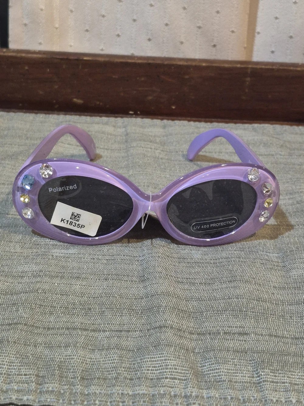 NWT Kids Lavender Rhinestone Oval Sunglasses | Polarized UV400 Bling (3)